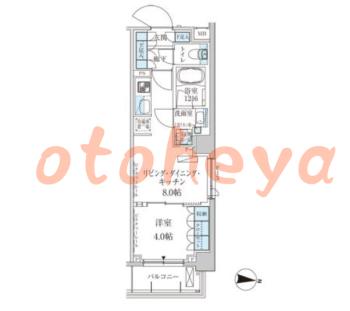 楽器可の賃貸物件 1 LDK 13.7万円の図面１