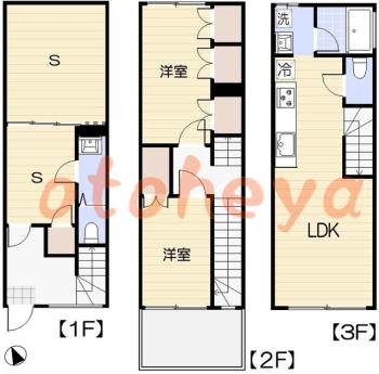 防音室のある楽器可 賃貸物件 2 SLDK 23.5万円の図面１