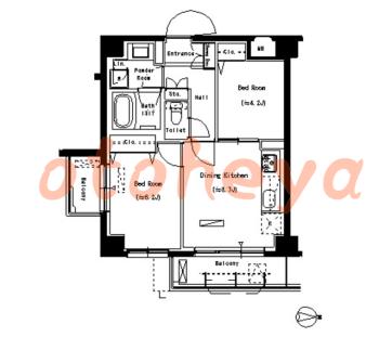 楽器可の賃貸物件 2 DK 17.9万円の図面１
