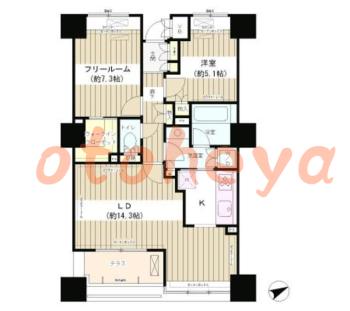 防音室のある楽器可 賃貸物件 2 LDK 31.9万円の図面１