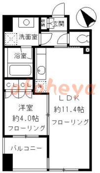 楽器可の賃貸物件 1 LDK 17万円の図面１