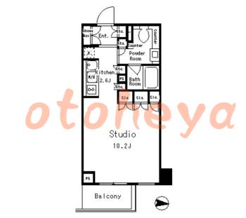 楽器可の賃貸物件 1 K 16万円の図面１