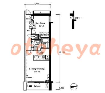 防音室のある楽器可 賃貸物件 1 R 36.5万円の図面１