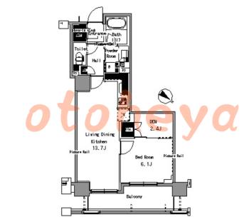 楽器可の賃貸物件 1 LDK 23.3万円の図面１