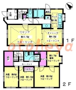 防音室のある楽器可 賃貸物件 3 SLDK 80万円の図面１