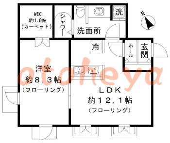 防音室のある楽器可 賃貸物件 1 LDK 15.6万円の図面１