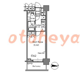 楽器可の賃貸物件 1 K 13.8万円の図面１