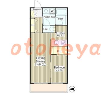 楽器可の賃貸物件 1 LDK 12.3万円の図面１