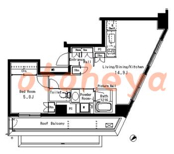 楽器可の賃貸物件 1 LDK 30.5万円の図面１