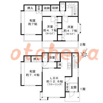 防音室のある楽器可 賃貸物件 4 LDK 9万円の図面１
