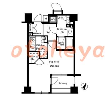 楽器可の賃貸物件 1 K 15万円の図面１