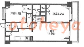 防音室のある楽器可 賃貸物件 2 LDK 12.3万円の図面１