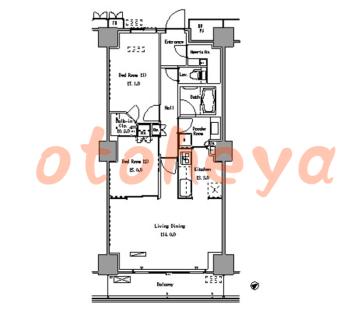 楽器可の賃貸物件 2 LDK 27.2万円の図面１