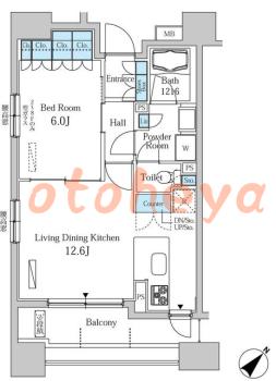 楽器可の賃貸物件 1 LDK 22.9万円の図面１