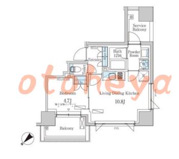 楽器可の賃貸物件 1 LDK 20.5万円の図面１
