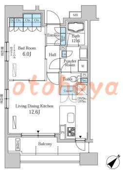 楽器可の賃貸物件 1 LDK 22.5万円の図面１