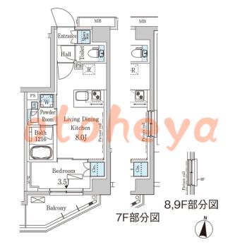 グランドピアノ可の賃貸物件 1 LDK 13.8万円の図面１