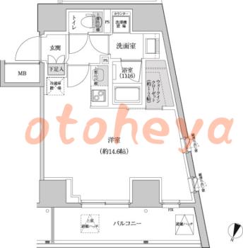 防音室のある楽器可 賃貸物件 1 R 16.3万円の図面１