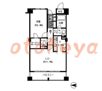 楽器可の賃貸物件 1 LDK 25.3万円の図面１