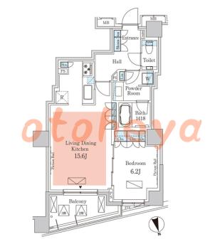 グランドピアノ可の賃貸物件 1 LDK 42.8万円の図面１