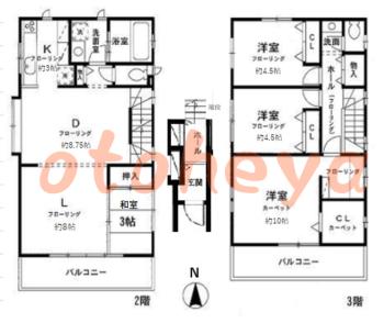 防音室のある楽器可 賃貸物件 4 LDK 14.5万円の図面１