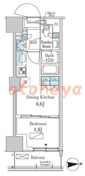 防音室のある楽器可 賃貸物件 1 DK 13.8万円の図面１