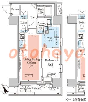 楽器可の賃貸物件 1 LDK 26.5万円の図面１