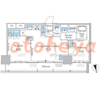 防音室のある楽器可 賃貸物件 2 LDK 20万円の図面１