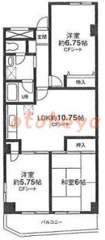 防音室のある楽器可 賃貸物件 3 LDK 11万円の図面１