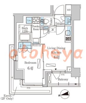 グランドピアノ可の賃貸物件 1 LDK 16.7万円の図面１