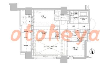 楽器可の賃貸物件 3 LDK 36.9万円の図面１
