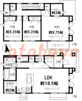 楽器可の賃貸物件 3 LDK 29万円の図面１