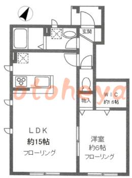 防音室のある楽器可 賃貸物件 1 LDK 7.5万円の図面１