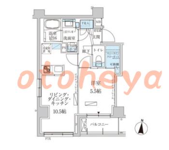 防音室のある楽器可 賃貸物件 1 LDK 16万円の図面１