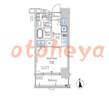 防音室のある楽器可 賃貸物件 1 K 13.4万円の図面１