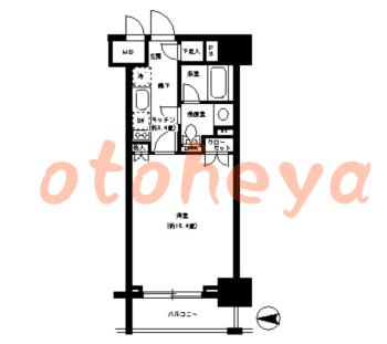 楽器可の賃貸物件 1 K 15.3万円の図面１