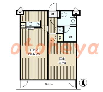 楽器可の賃貸物件 1 LDK 21.2万円の図面１