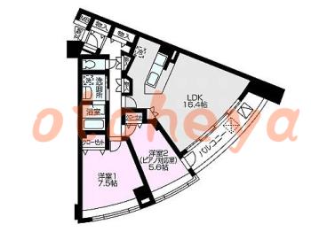 楽器可の賃貸物件 2 LDK 13.1万円の図面１