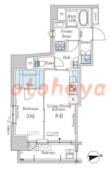 楽器可の賃貸物件 1 LDK 18.8万円の図面１