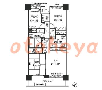 楽器可の賃貸物件 3 LDK 20.5万円の図面１