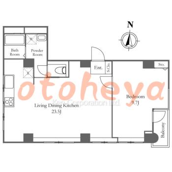 防音室のある楽器可 賃貸物件 1 LDK 19万円の図面１