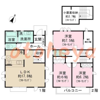 楽器可の賃貸物件 3 LDK 31万円の図面１