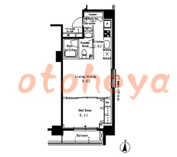 楽器可の賃貸物件 1 LDK 17万円の図面１