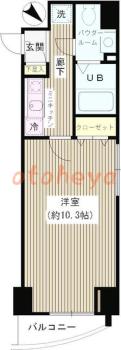 防音室のある楽器可 賃貸物件 1 K 11.8万円の図面１