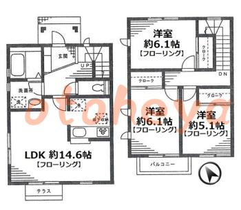 防音室のある楽器可 賃貸物件 3 LDK 12.7万円の図面１