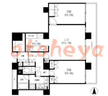 防音室のある楽器可 賃貸物件 2 LDK 37.5万円の図面１
