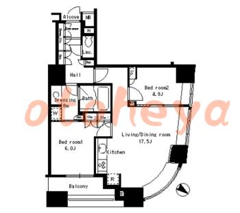 楽器可の賃貸物件 2 LDK 31.8万円の図面１