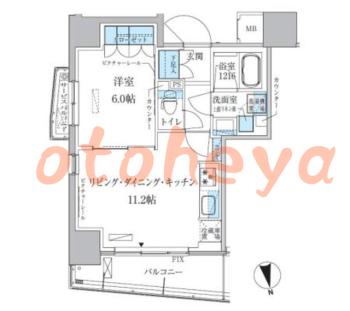 防音室のある楽器可 賃貸物件 1 LDK 15.3万円の図面１