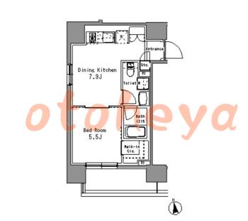 防音室のある楽器可 賃貸物件 1 DK 14.4万円の図面１