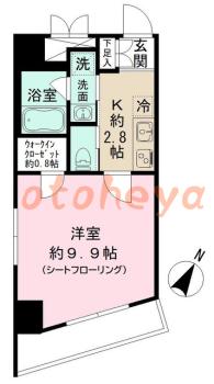 防音室のある楽器可 賃貸物件 1 K 13.5万円の図面１